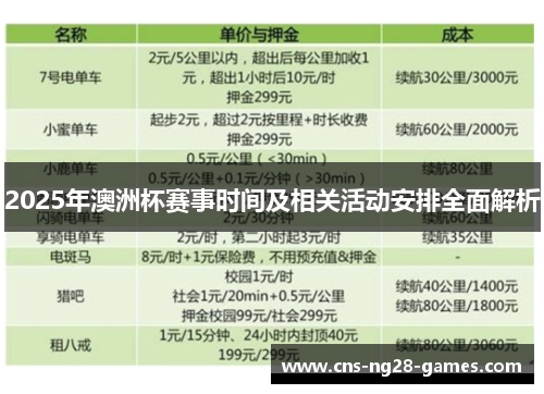 2025年澳洲杯赛事时间及相关活动安排全面解析