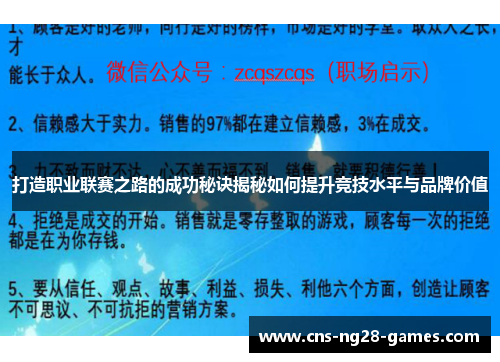 打造职业联赛之路的成功秘诀揭秘如何提升竞技水平与品牌价值